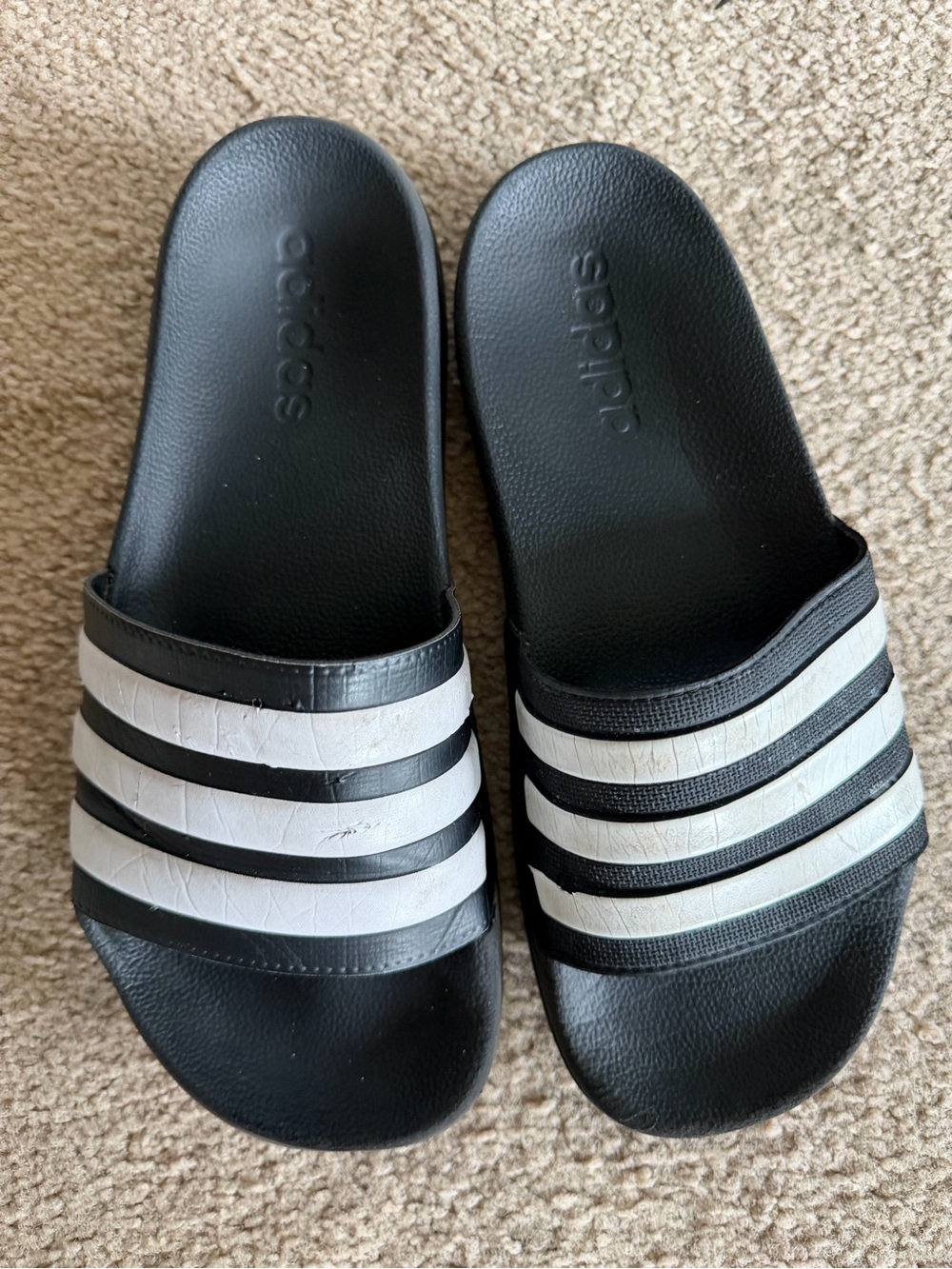 adidas Black and White Slide Sandals - Men's